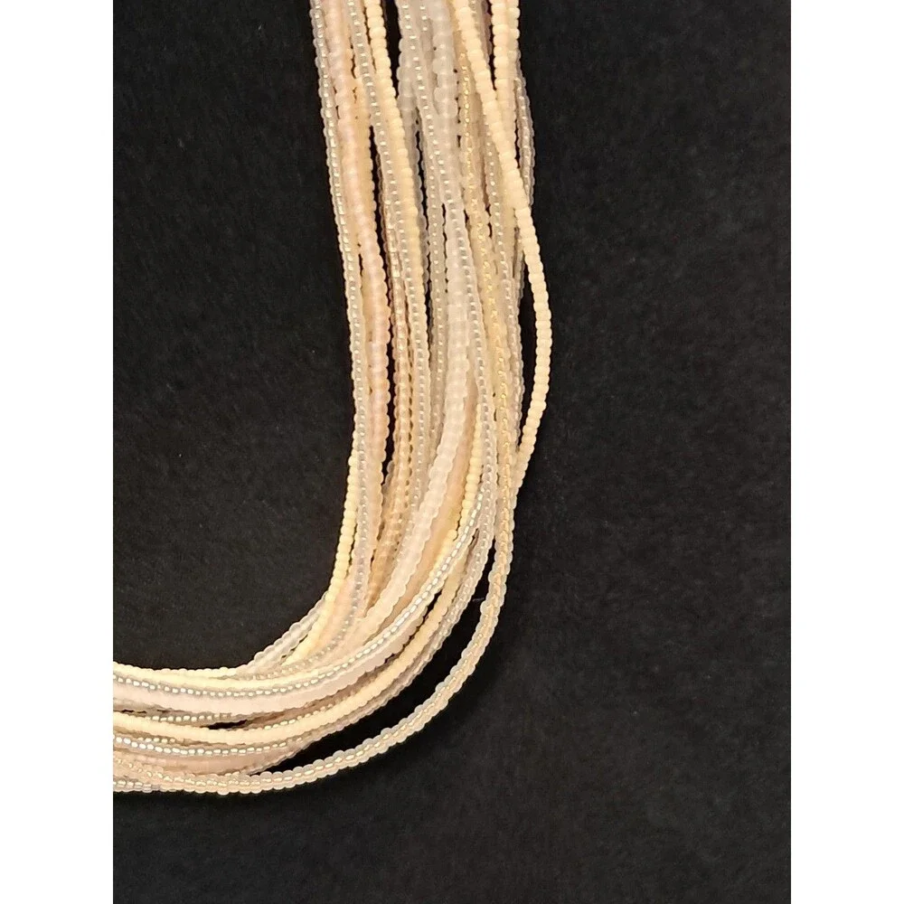 NWT Peyote Bird Multi Strand White Neutrals Seed Bead Necklace 20